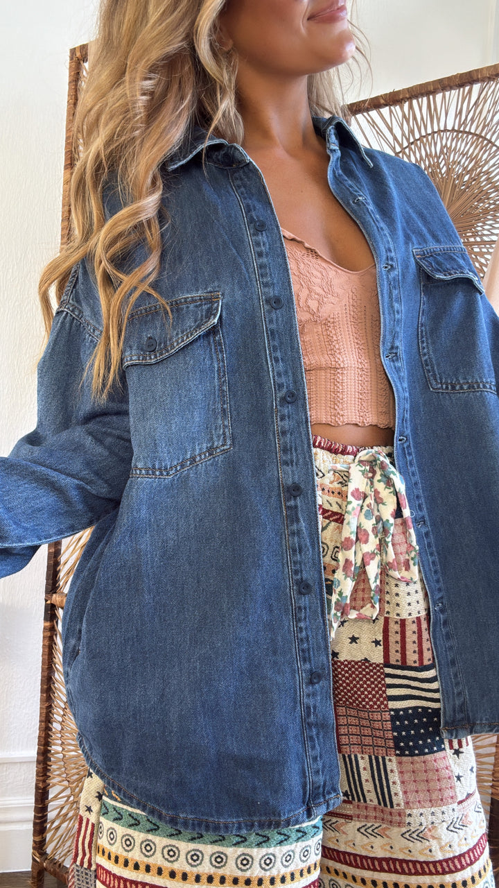 Cowboy Classic Denim Button Up, Risen Dark Wash