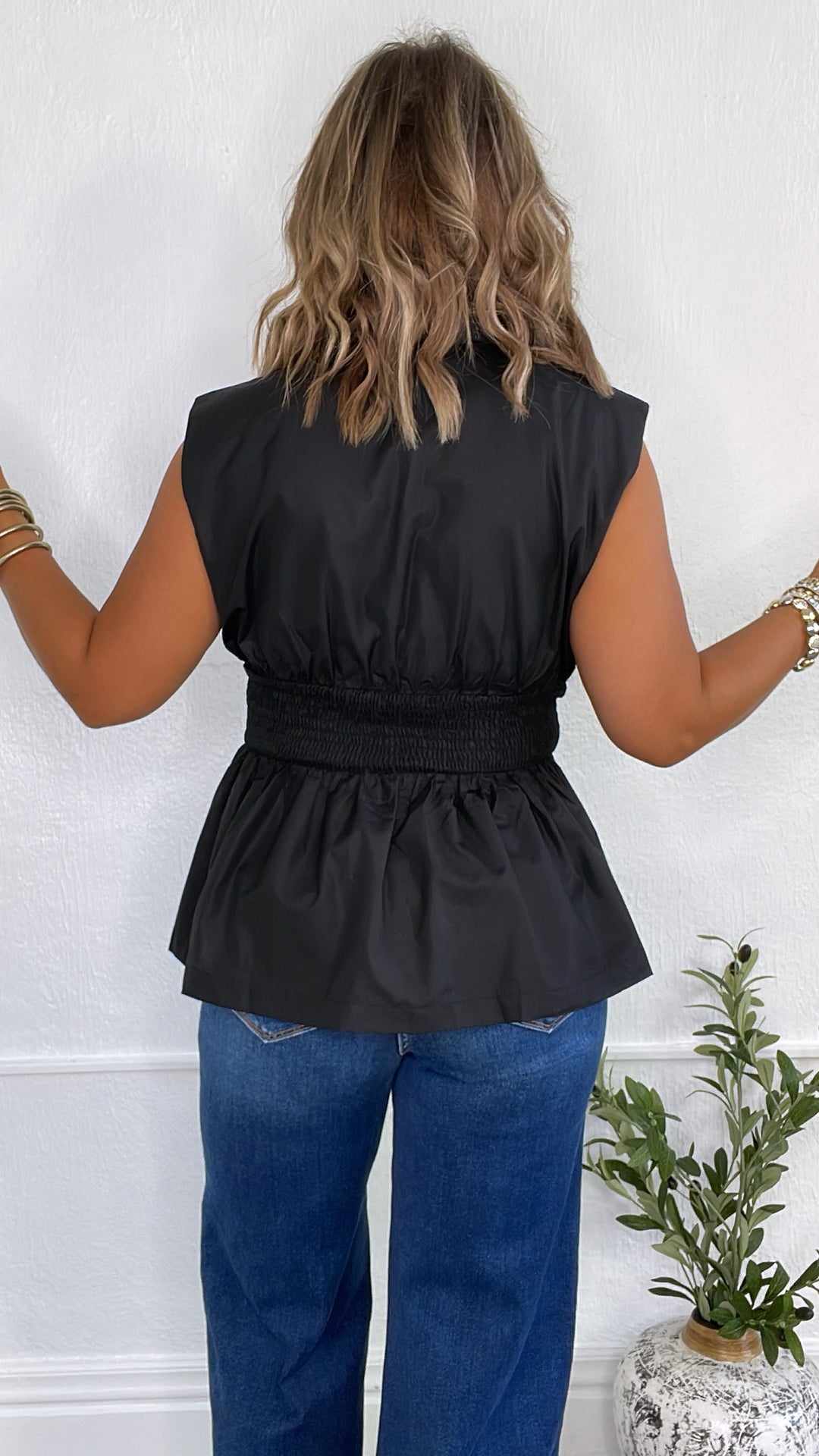 Opal Drift Blouse, Black