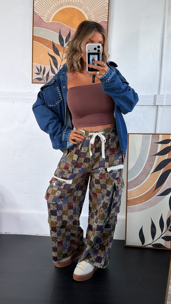 Soft Willow Cargo Pant, Taupe Floral