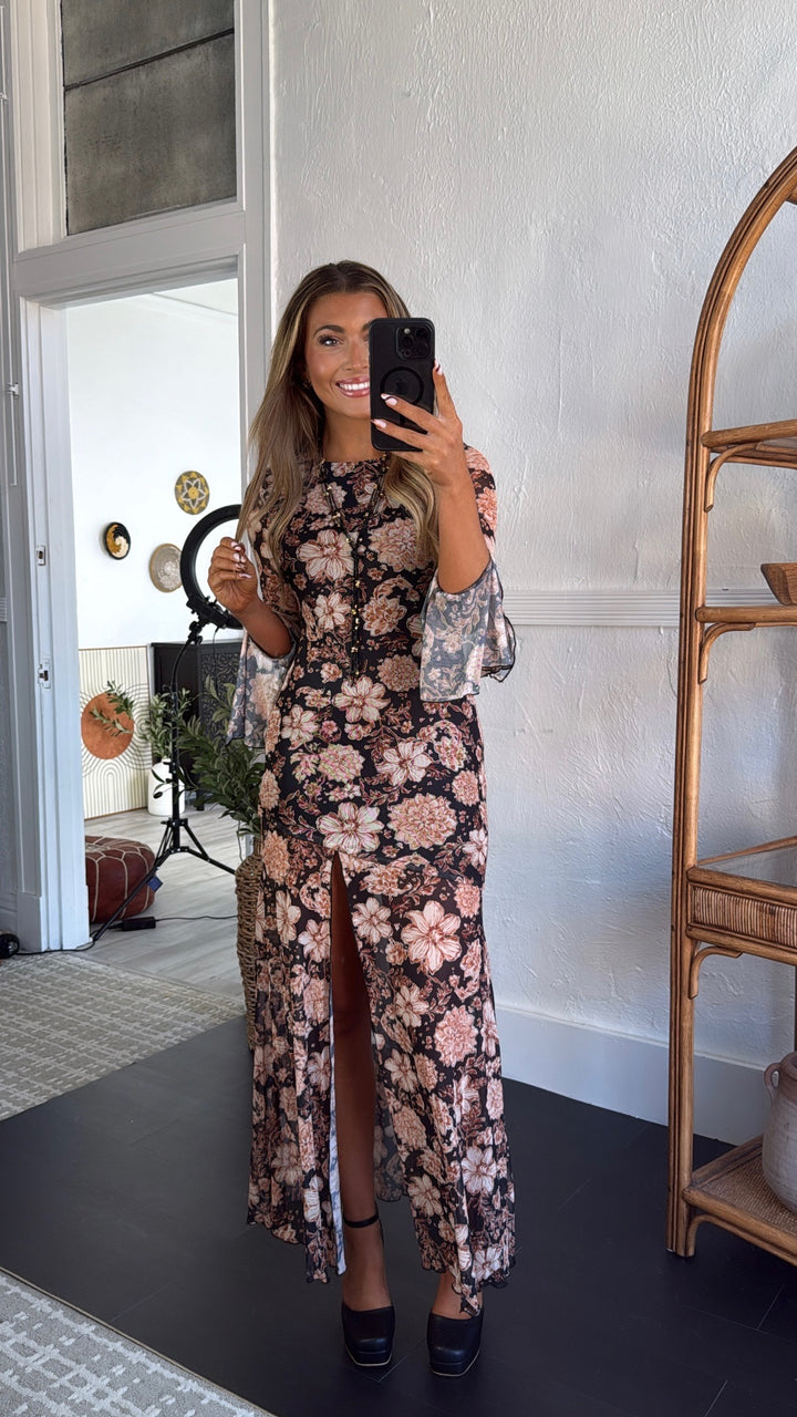 Autumn Romance Maxi Dress, Black