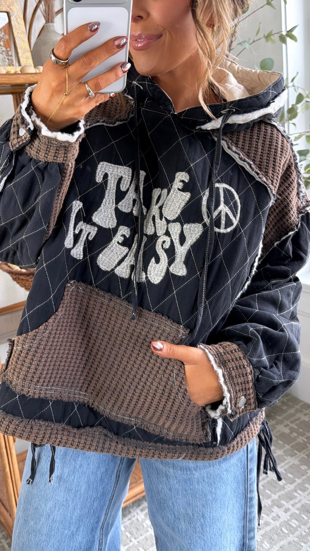 Take It Easy Hoodie, Black Multi