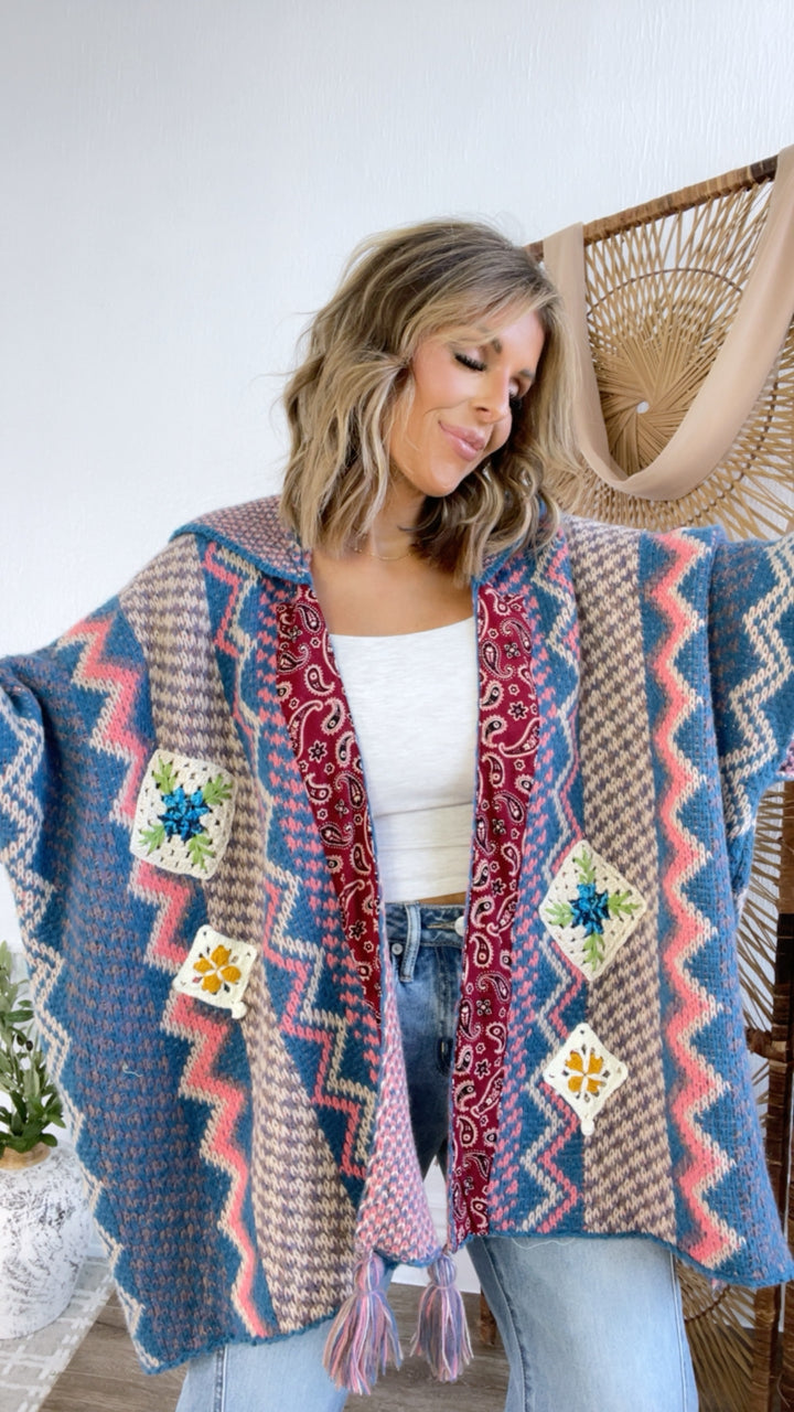 Sagebrush Knit Cardigan, Lapis Blue Multi