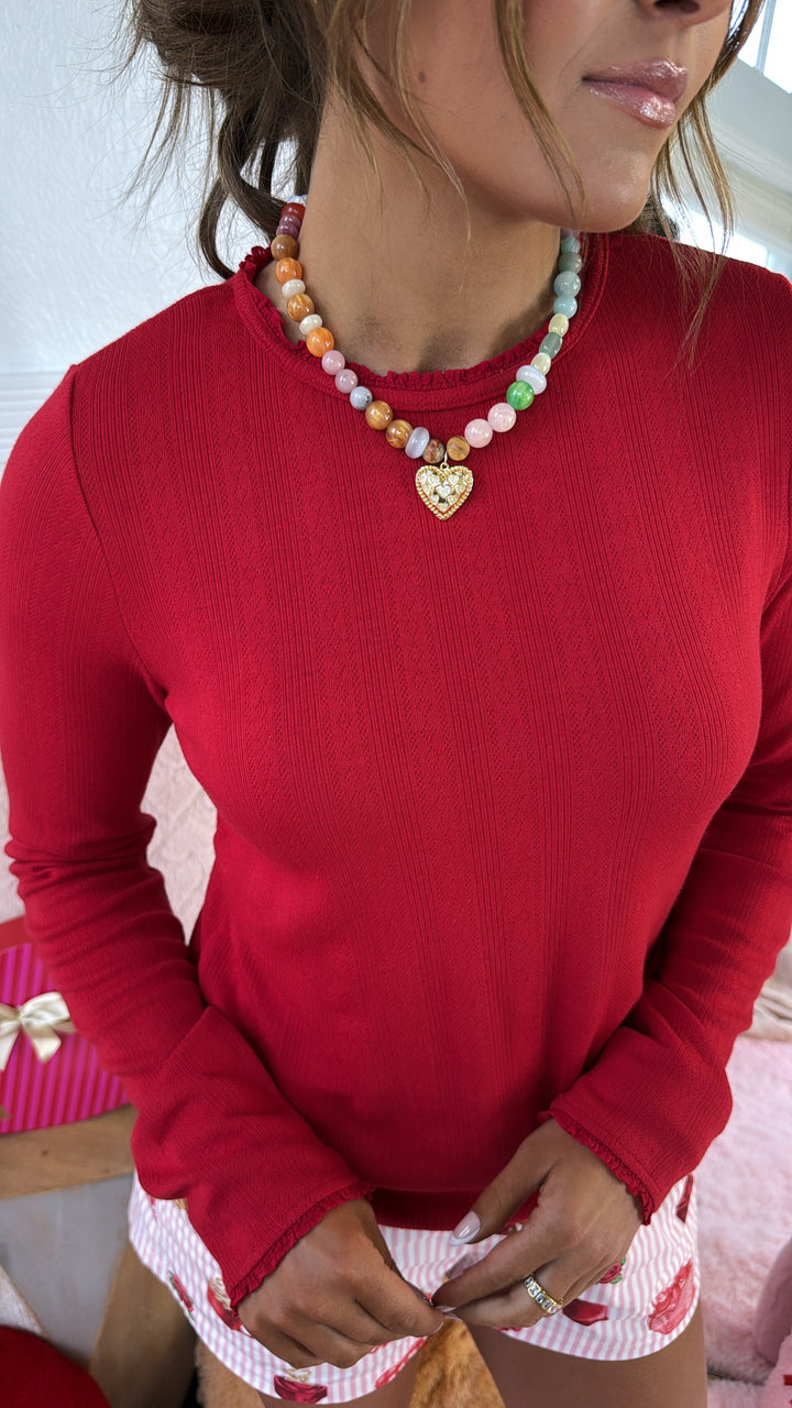 Anora Long Sleeve, Cherry