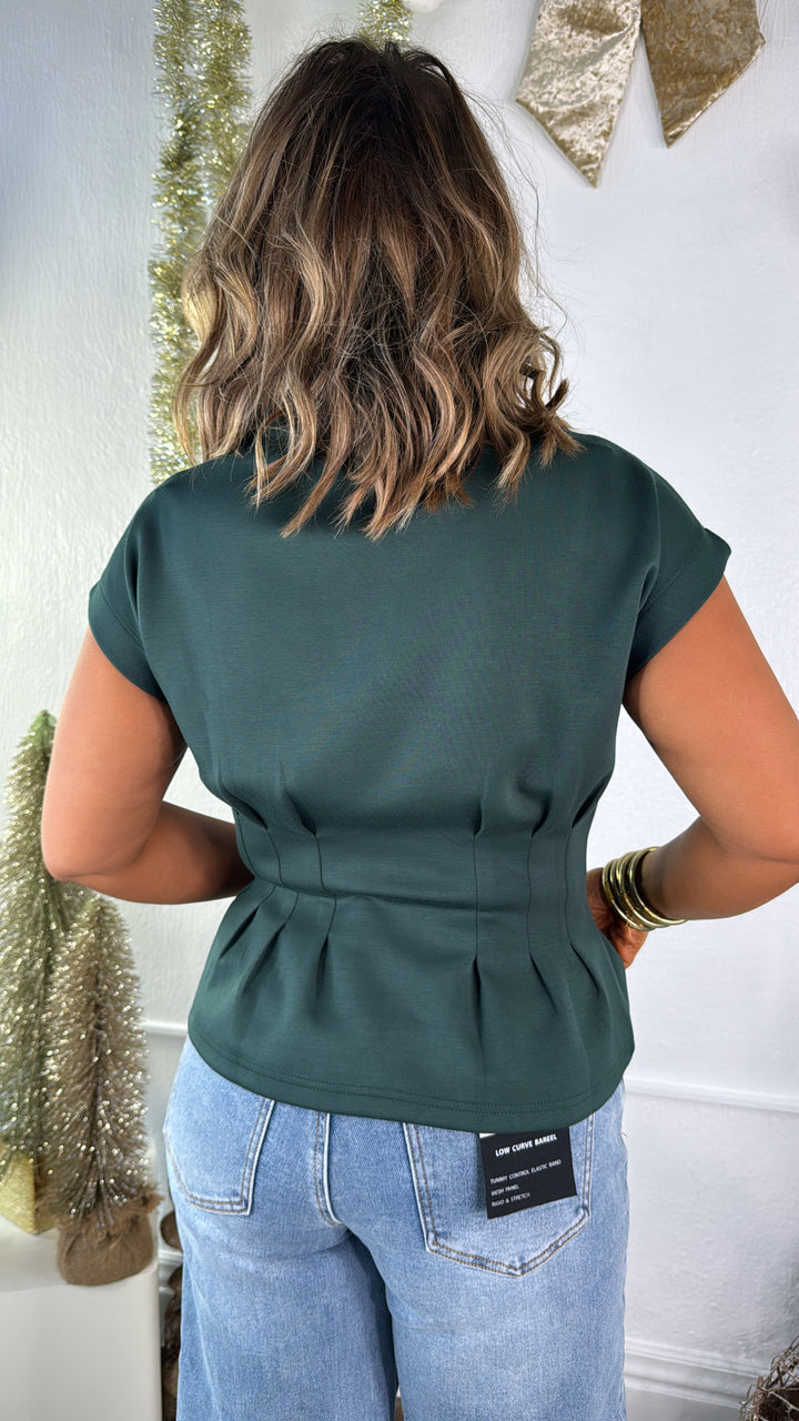 Clara Basic Mock Neck Top, DK.Green
