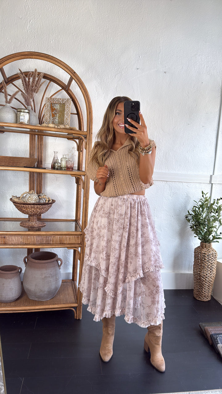 Hazel Bloom Maxi Skirt, Cream Multi
