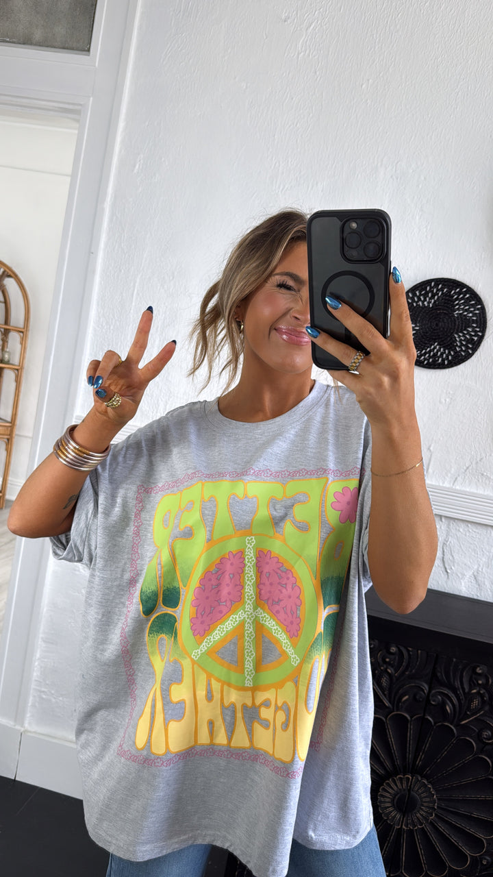 Peace & Better Together Graphic Tee, Light Grey