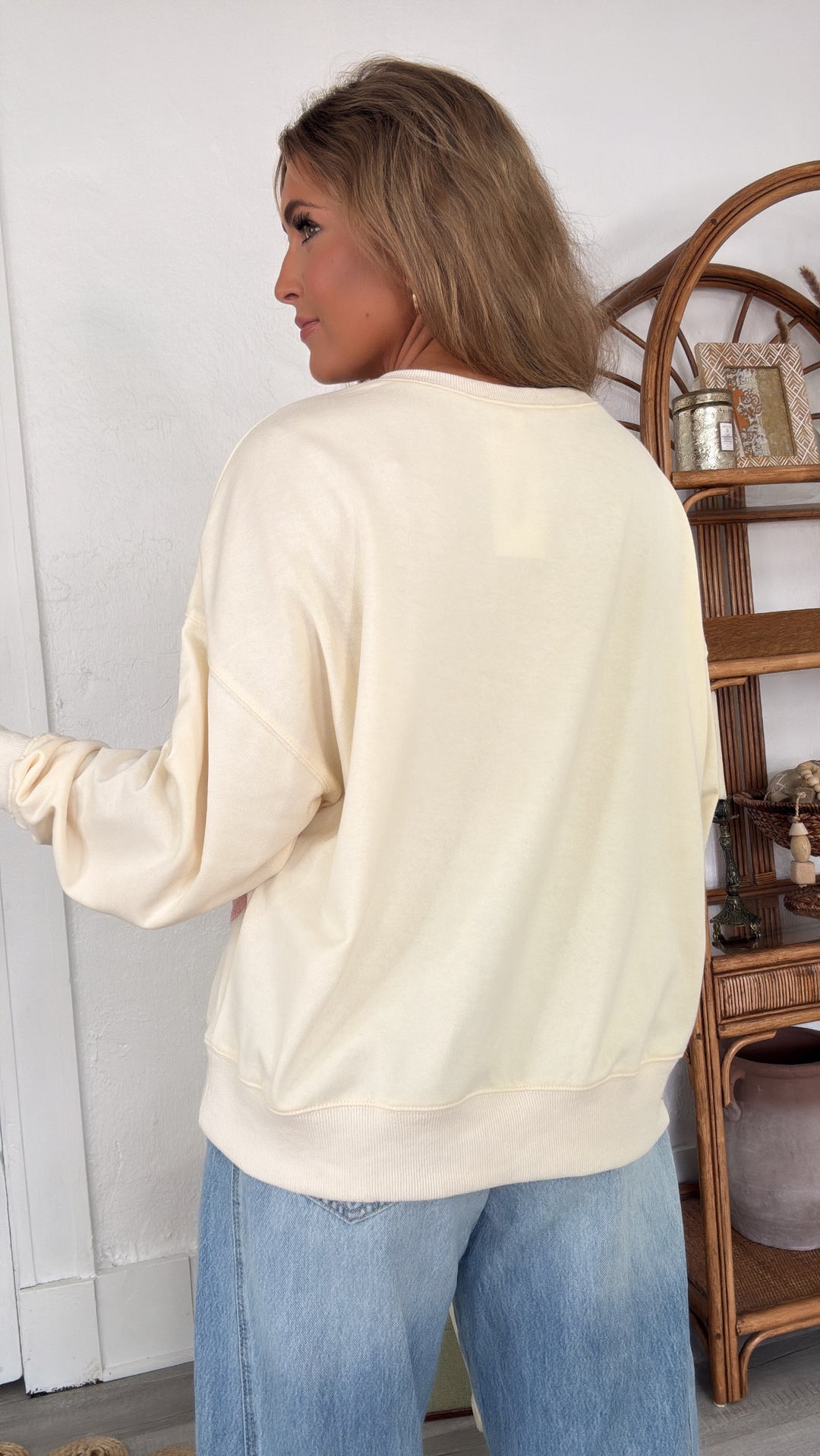 Oversized Pumpkin Embroidered Sweater, Ivory