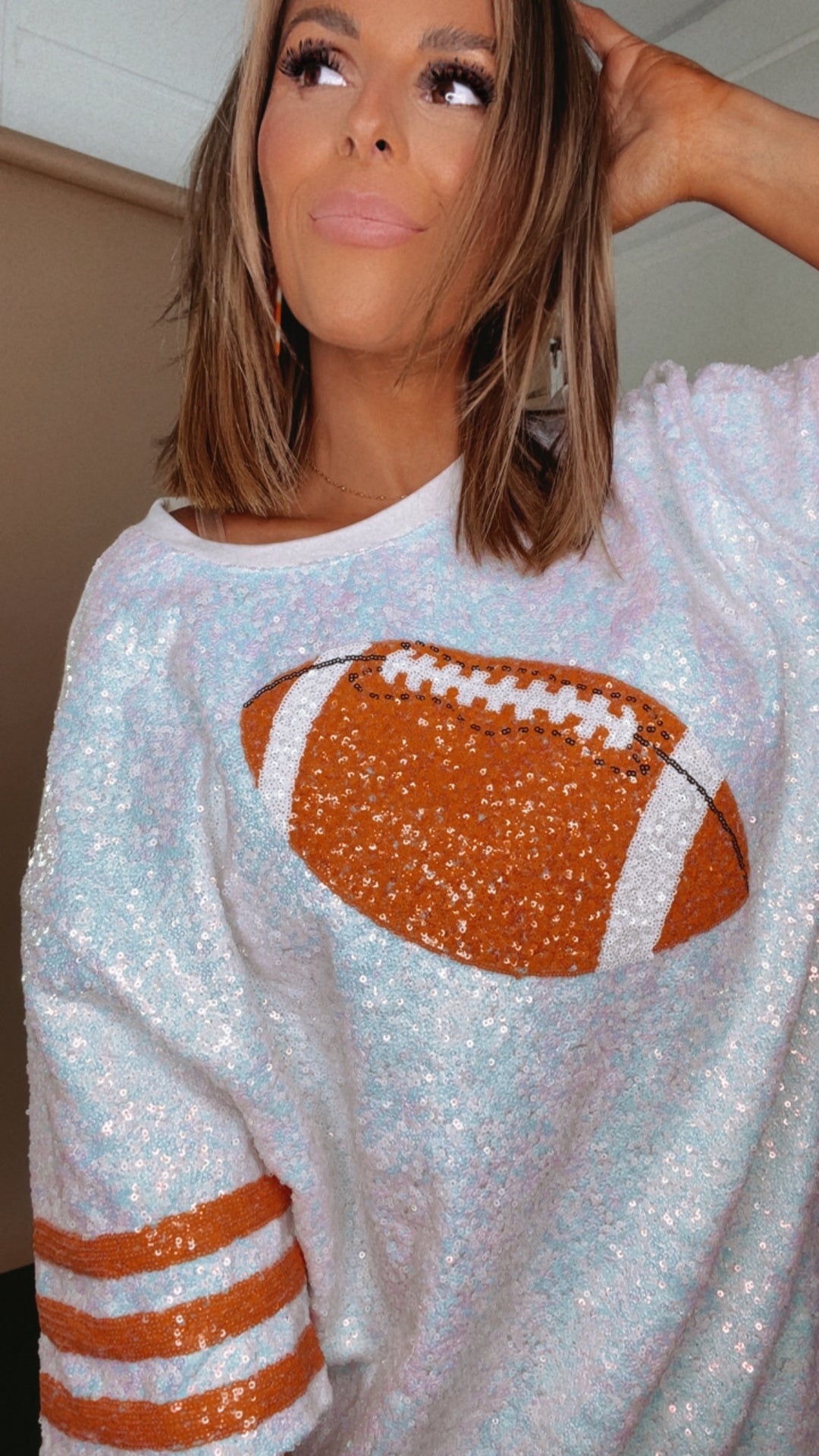Set in Sequins Football Dress, White Set in Sequins Football Dress, White