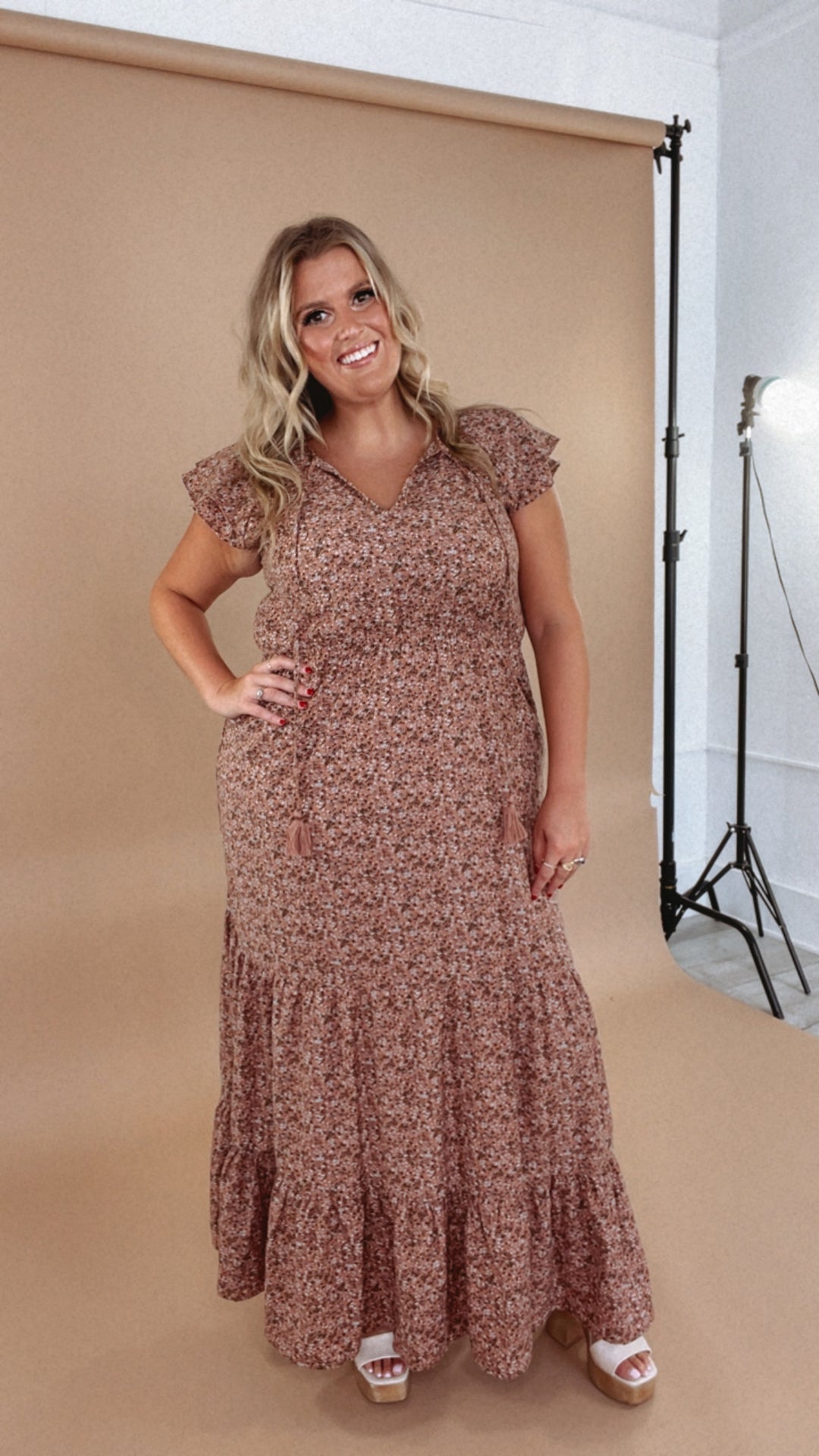 ECB Exclusive: Melody Floral Maxi Dress, Mauve ECB Exclusive: Melody Floral Maxi Dress, Mauve