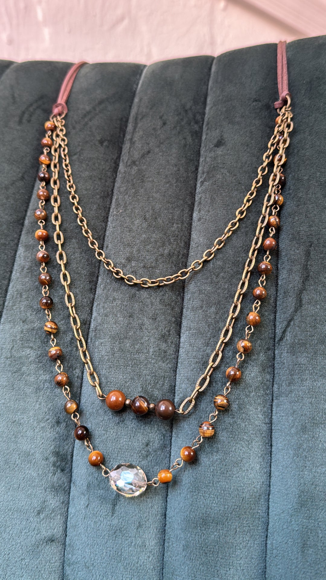 McKenna Layered Necklace, Tigers Eye