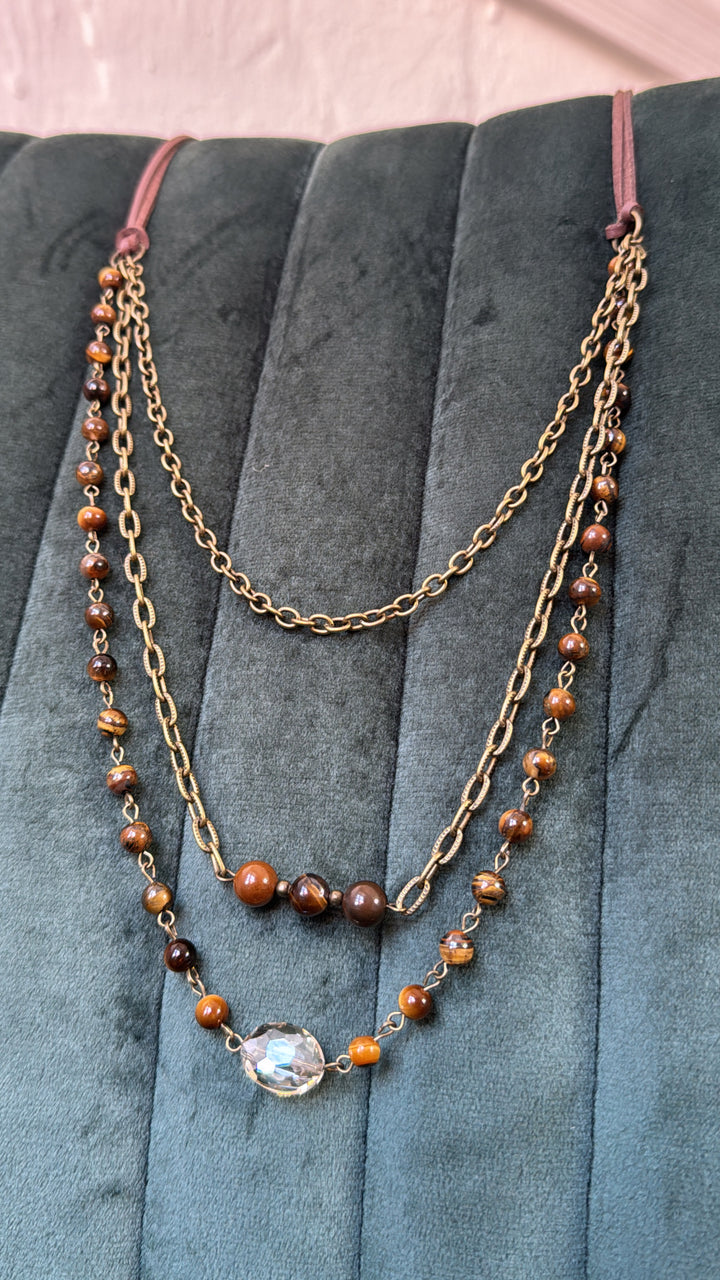 McKenna Layered Necklace, Tigers Eye
