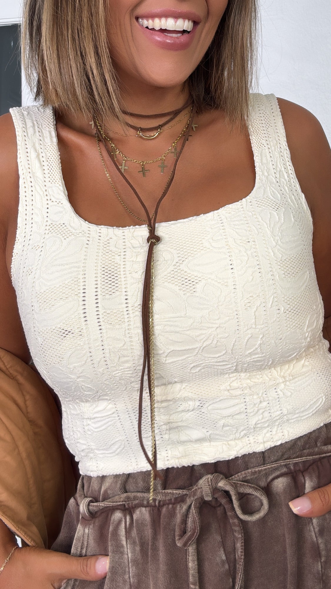 Double Layered Lace Tank, Butter Cream – Everyday Chic Boutique