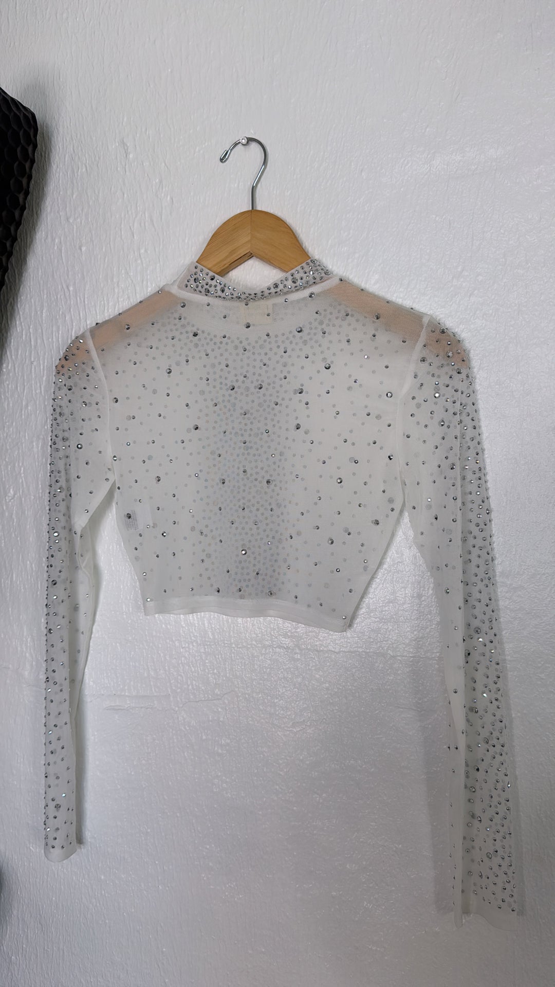 Rhinestone Crop Top, White