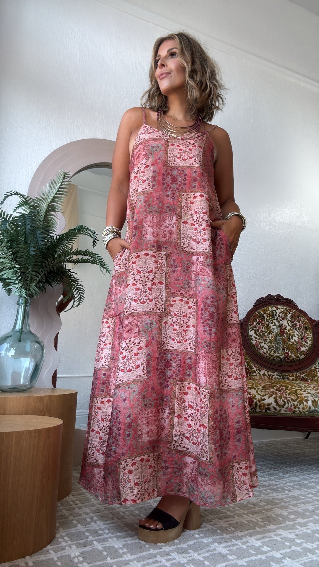 curtis maxi dress multi 1960s Woven Maxi Dress - Eloise Curtis for Happenstance - Blum's Vogue Chicago - Fringe Sleeves Multi Color - RARE Vintage Couture