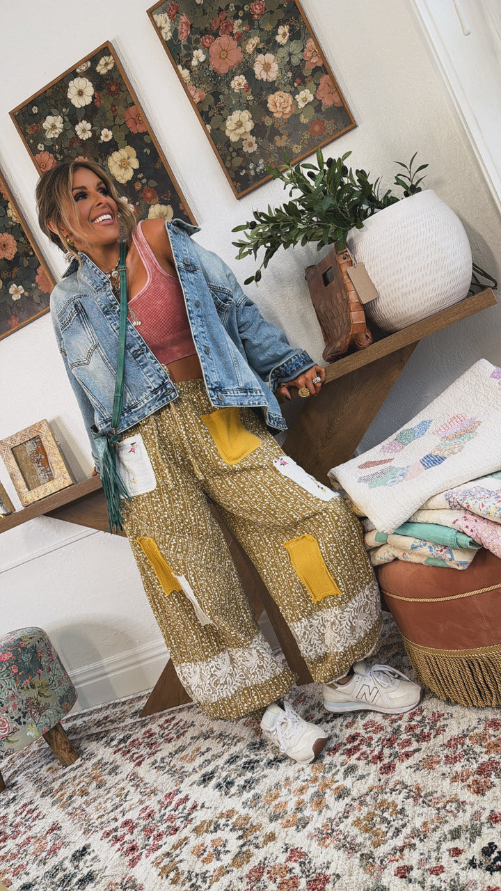 Golden Hour Patched Jogger, Mustard