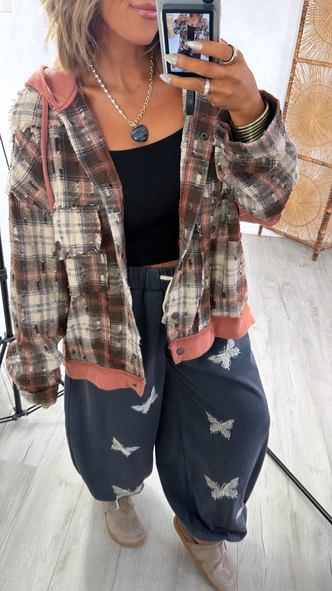 Birch Cabin Flannel Terracotta/Choc Multi