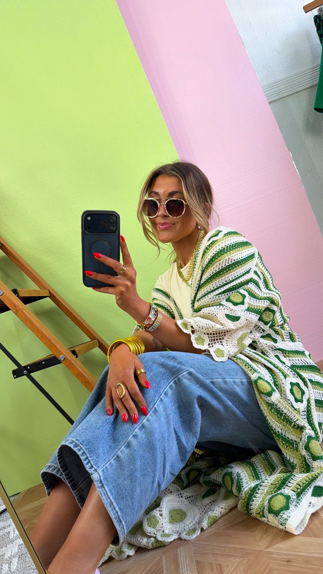 Lemon Lime Citrus Cardigan, Green Multi