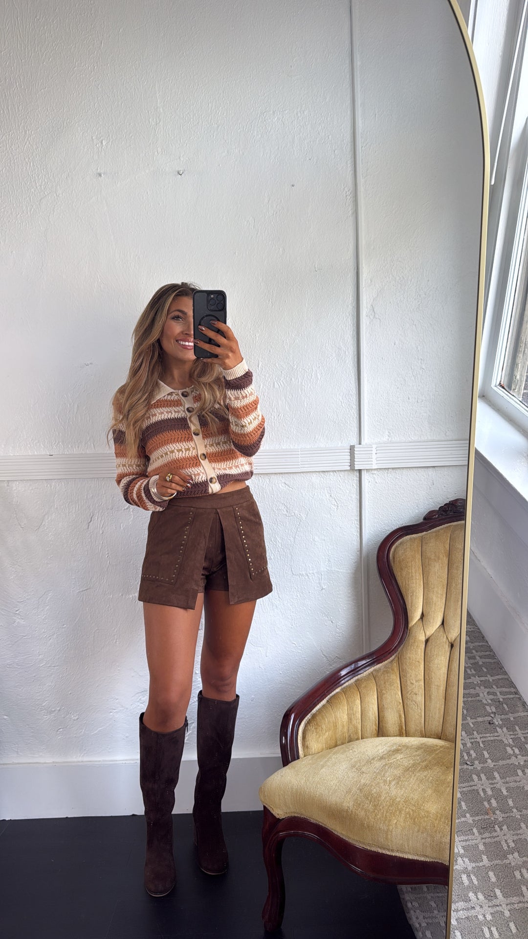 Maple Street Studded Skort, Brown