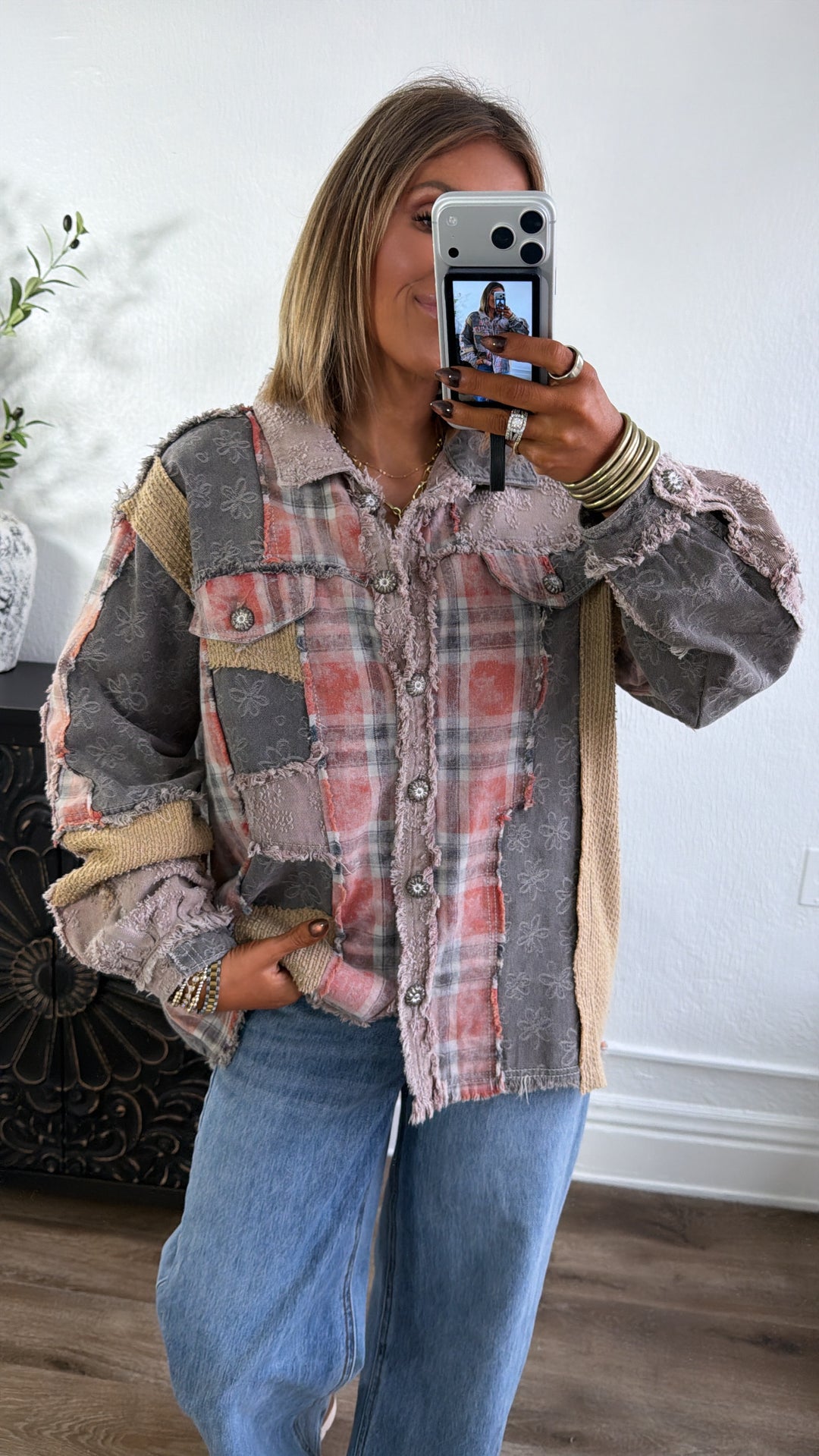 Maple & Threads Jacket, Black Denim Multi