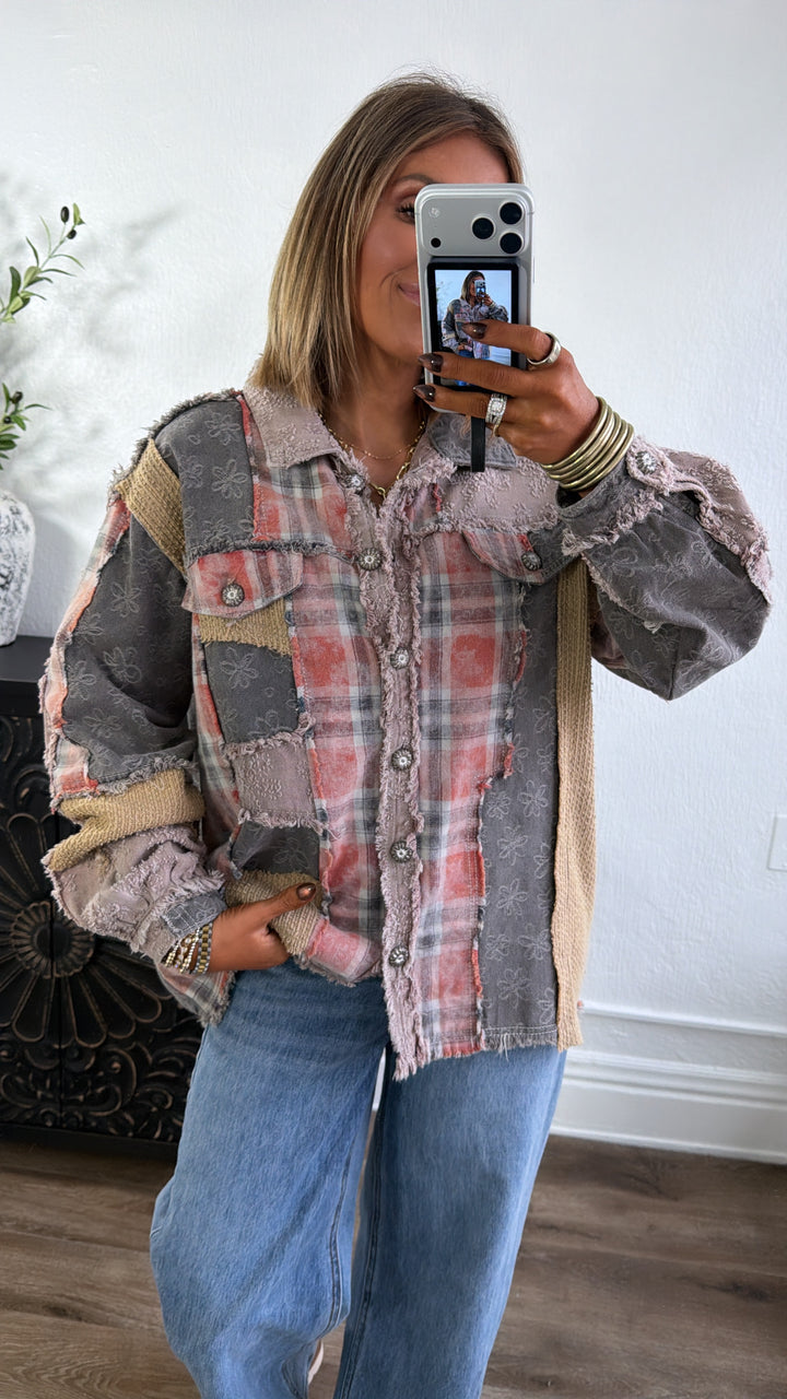 Maple & Threads Jacket, Black Denim Multi