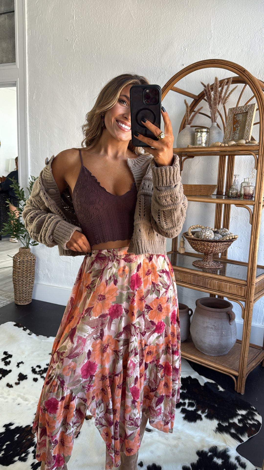 Claire Chunky Knit Button Up Sweater, Taupe