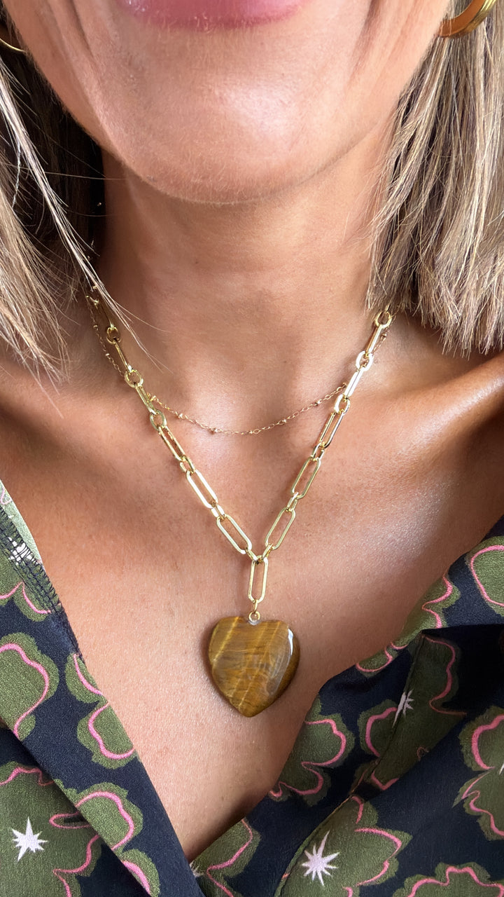 Treasure Jewels: Tiger Eye Heart Necklace