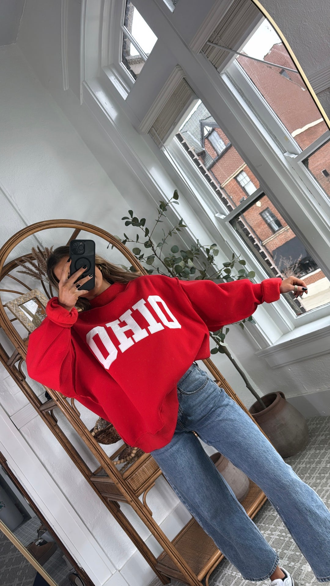 OHIO Mock Neck Crew, Red