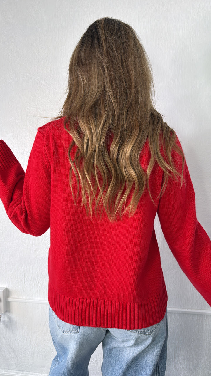 Varsity Buckeye Sweater, Red