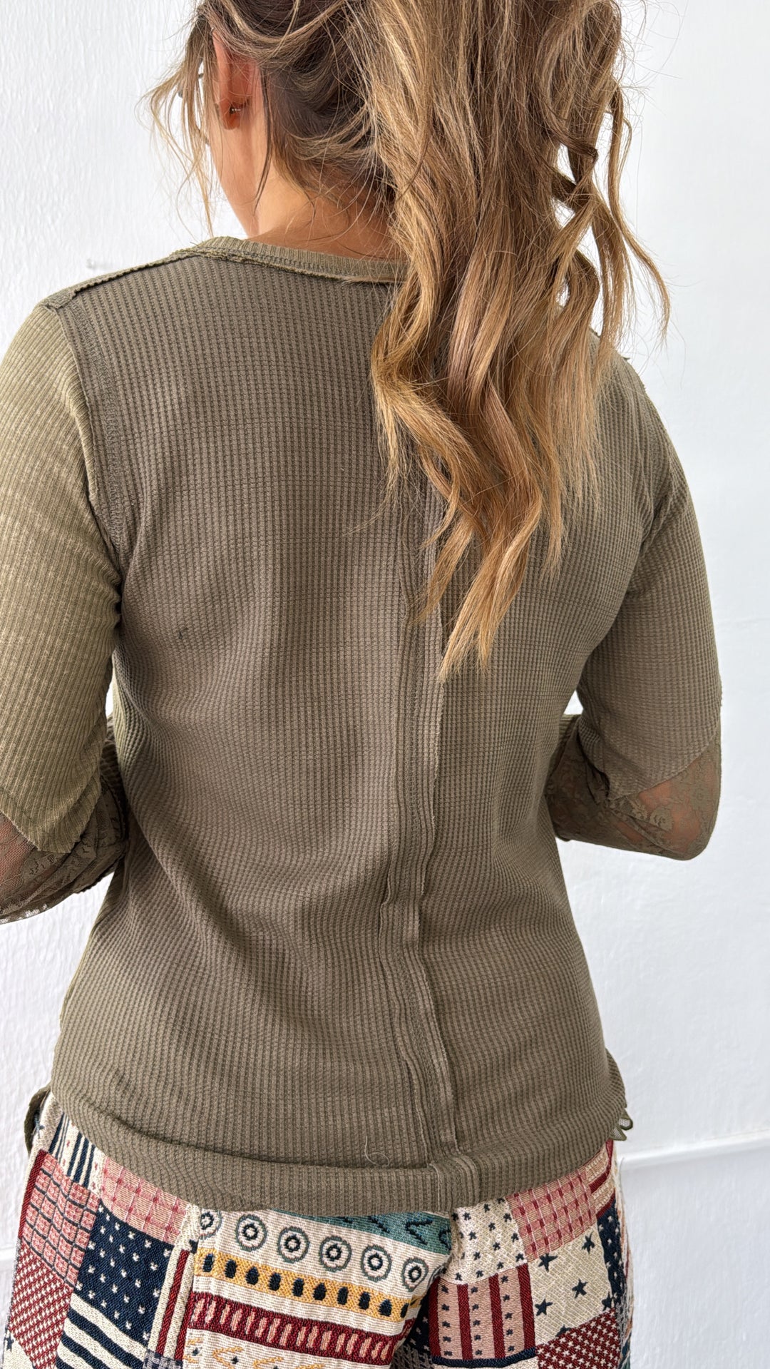 Unevenly Yours Lace Top, Olive