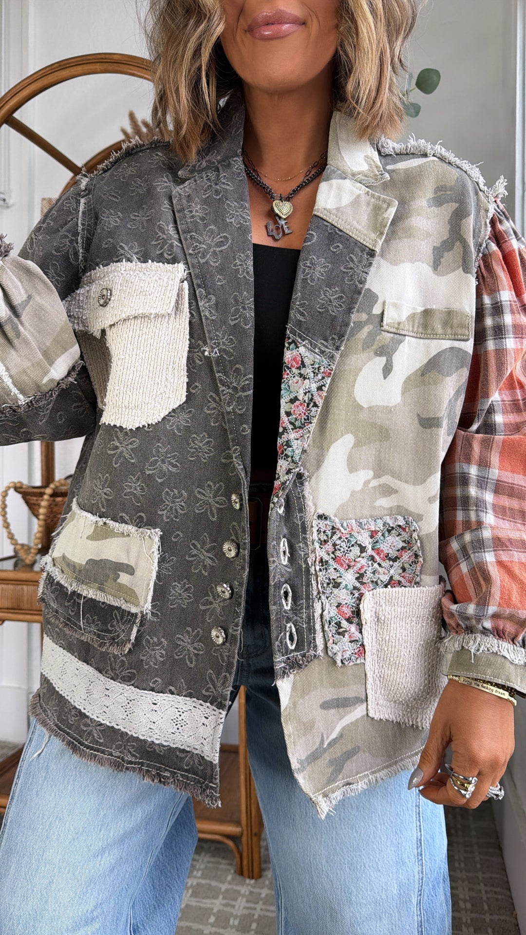 Camo Petal Jacket, Black