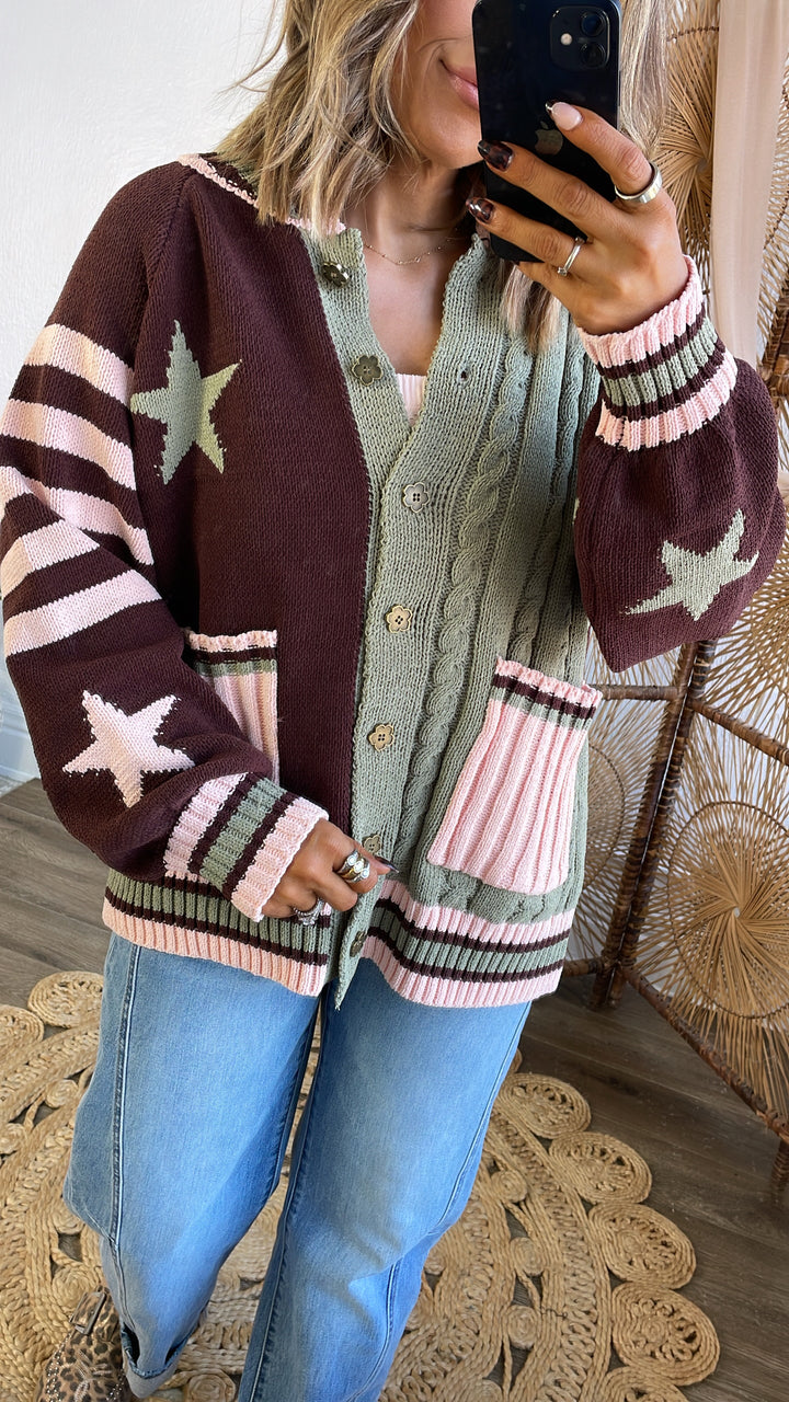 Willow Haven Knit Cardigan, Choco Multi