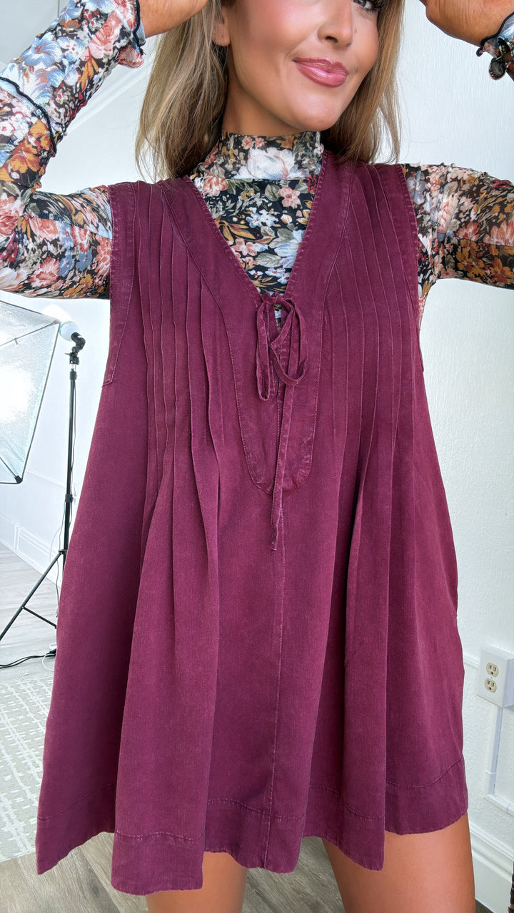 Amarone Aura Pin tuck Detailed Dress, Wine