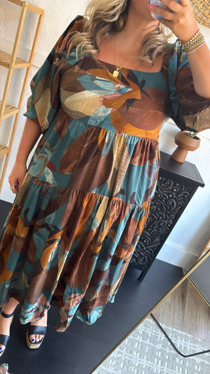 Dress To Impress Printed Maxi Dress, Teal