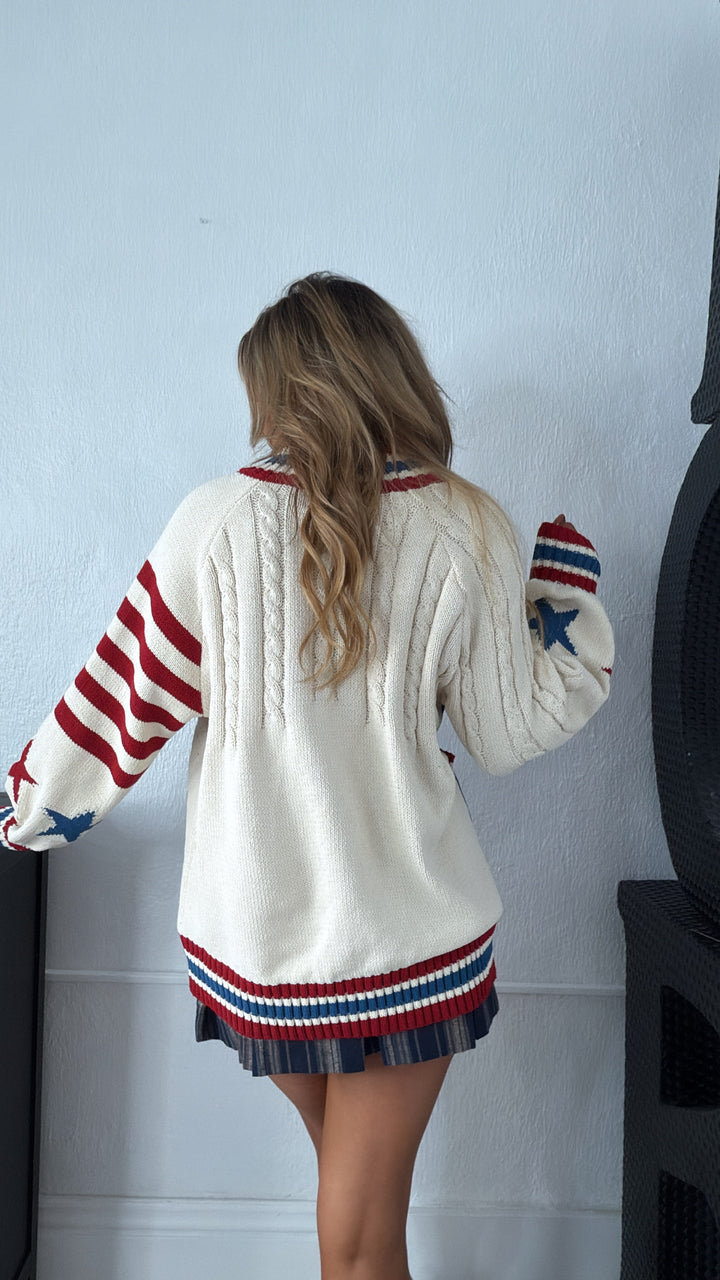 Willow Haven Knit Cardigan, Cream Multi