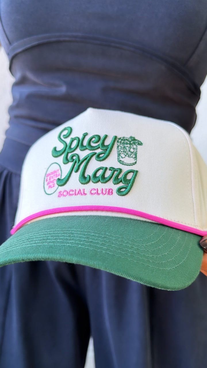 Spicy Margs Social Club Trucker Hat, Vintage Green