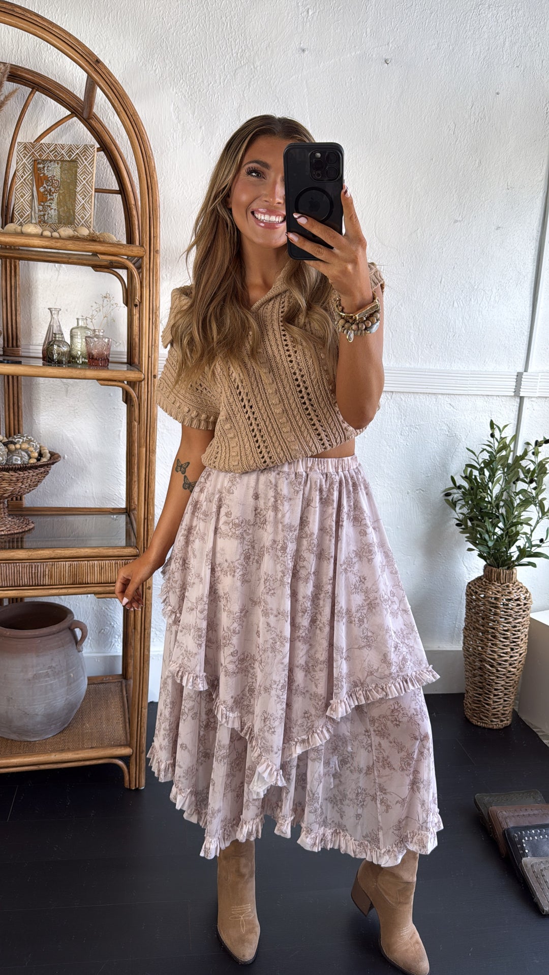 Hazel Bloom Maxi Skirt, Cream Multi