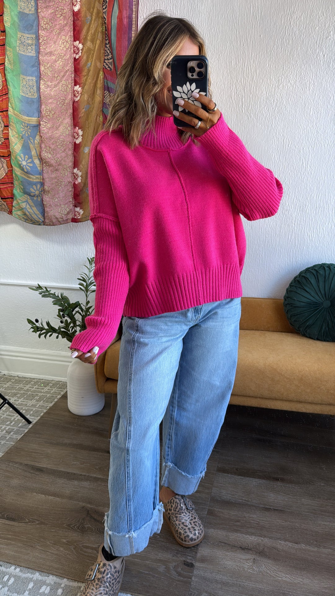 The Cozy Edit Sweater, Hot Pink