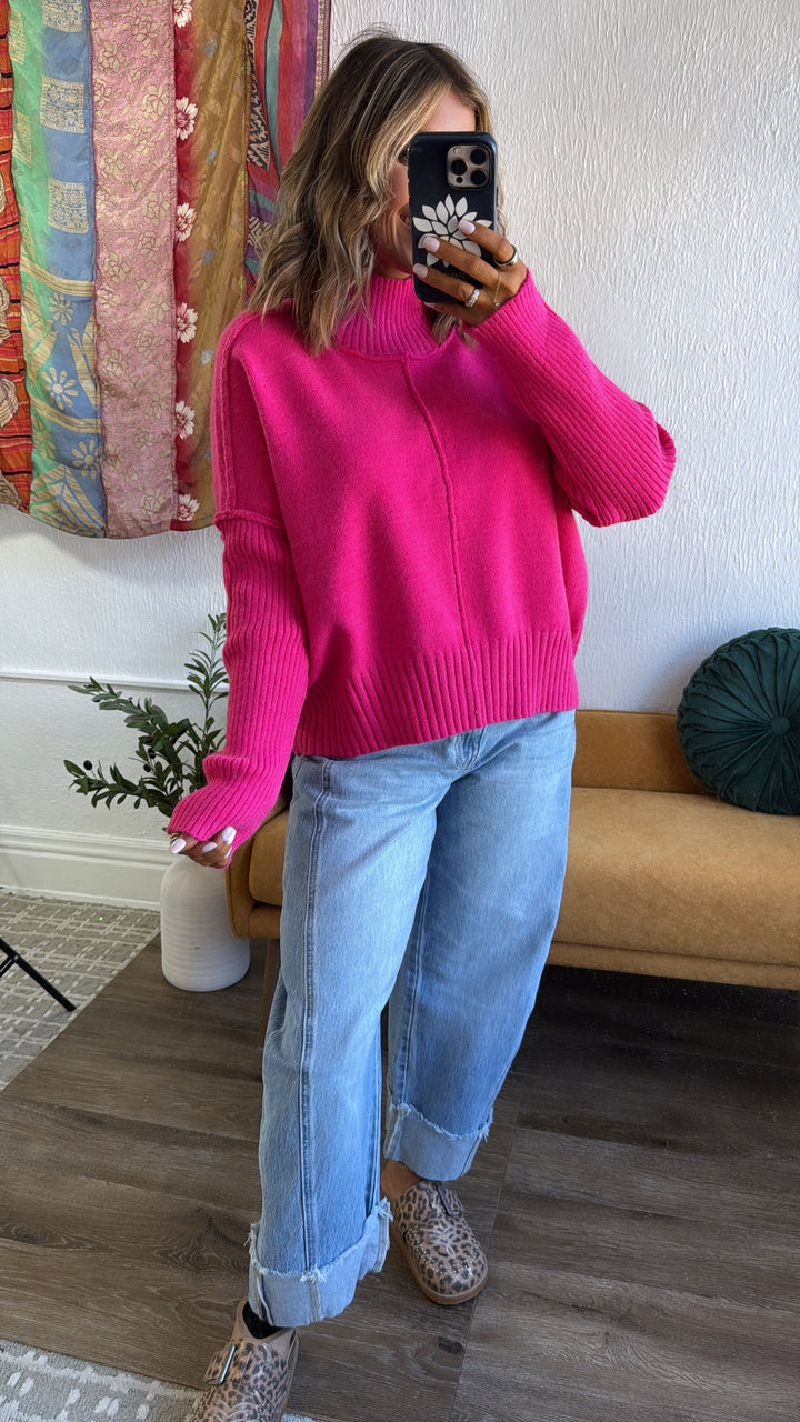 The Cozy Edit Sweater, Hot Pink