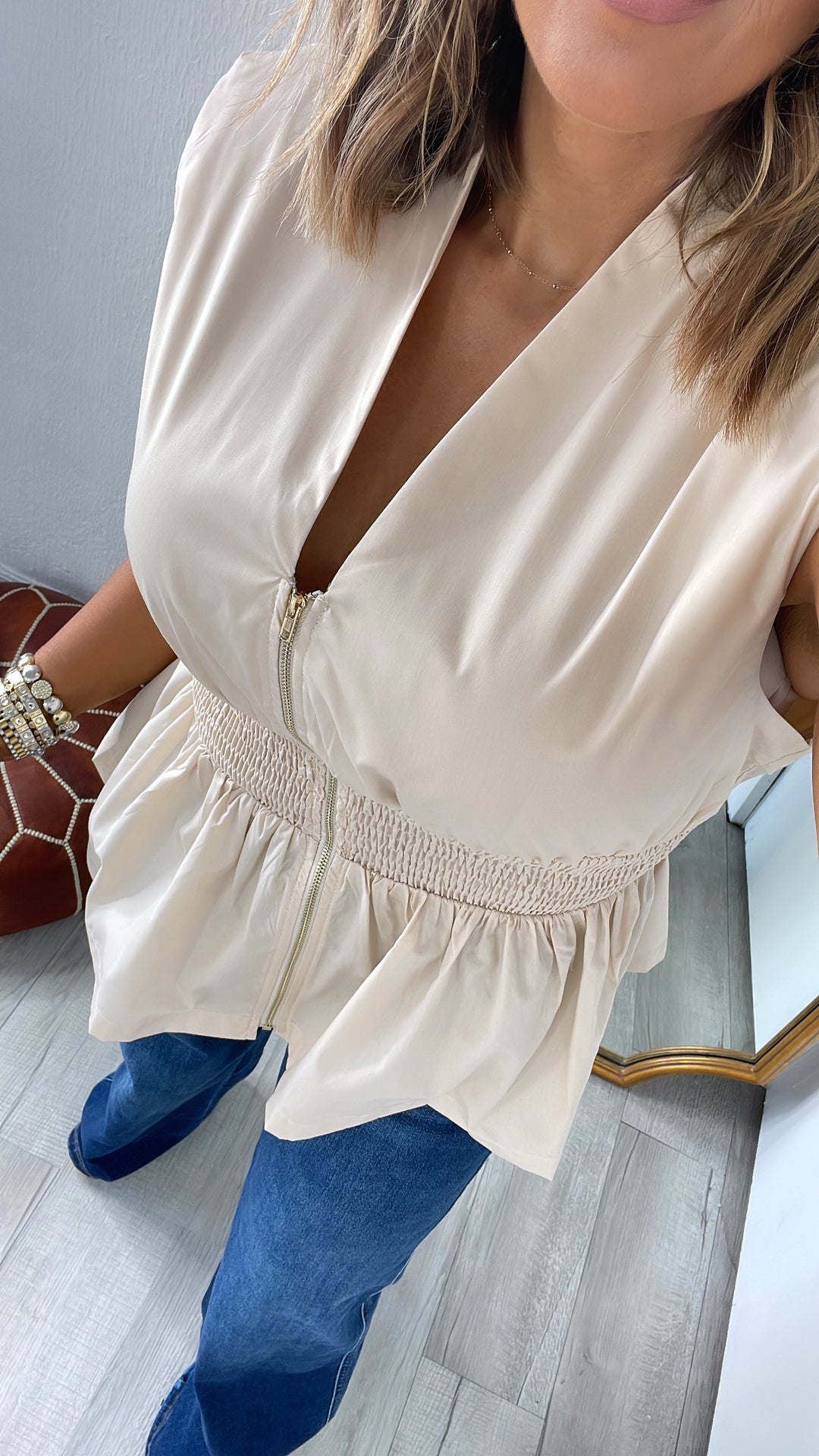 Opal Drift Blouse, Ecru