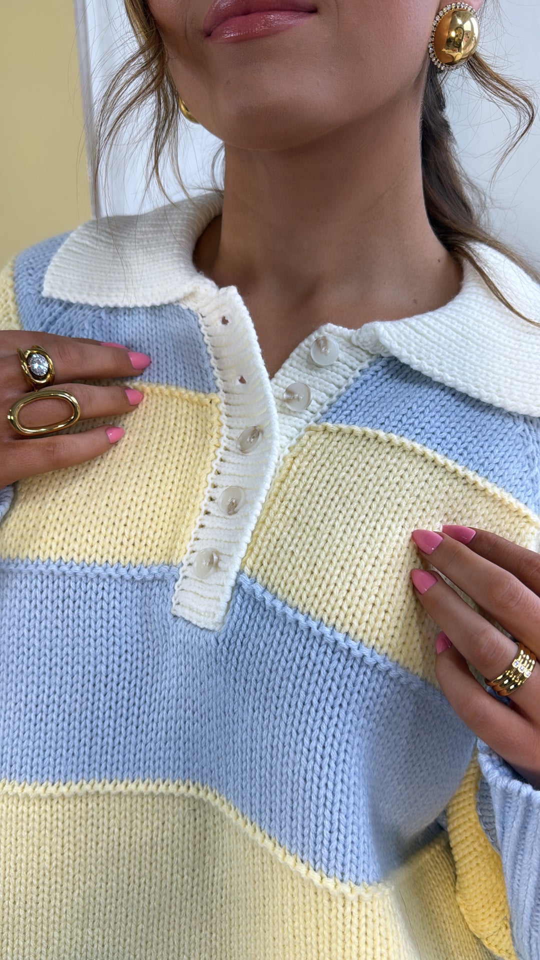 Magic Striped Sweater, Lt.Blue/Lt.Yellow