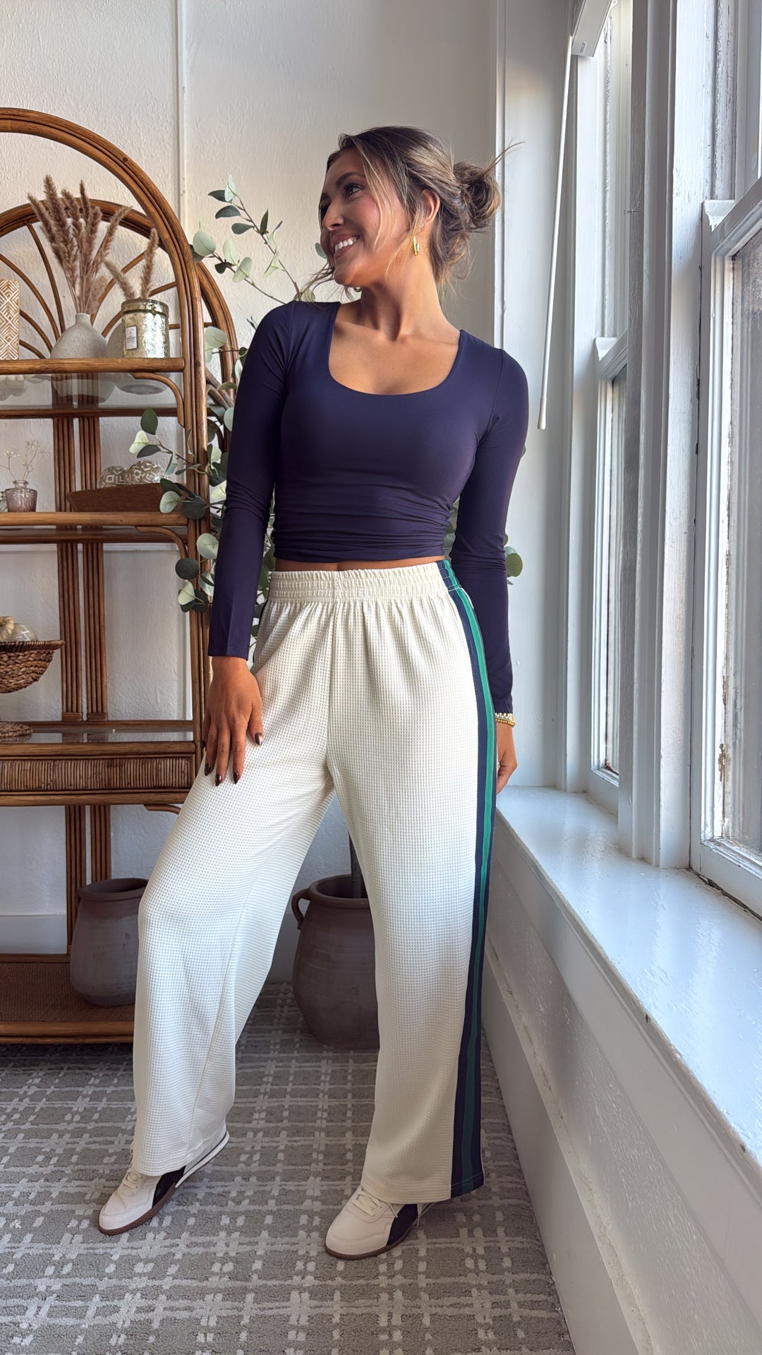 Everyday Essential Long Sleeve Basic Top, Navy