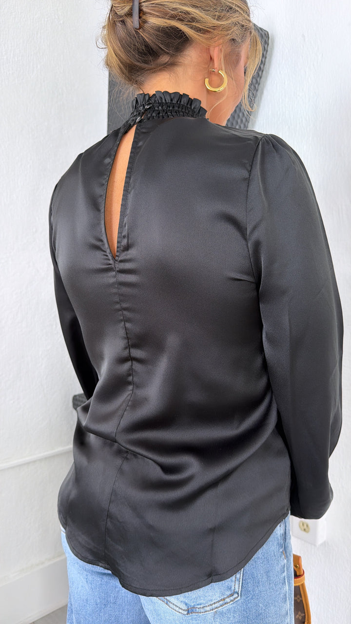Set On Satin Top, Black
