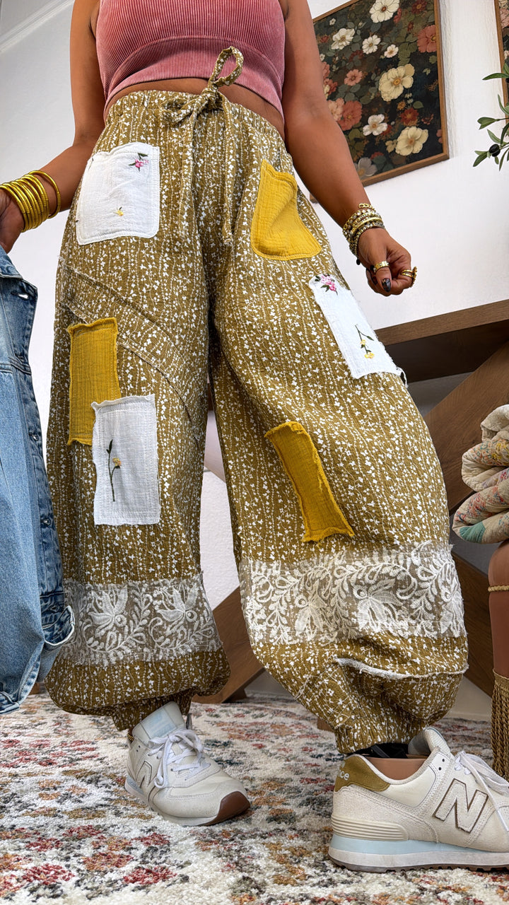 Golden Hour Patched Jogger, Mustard