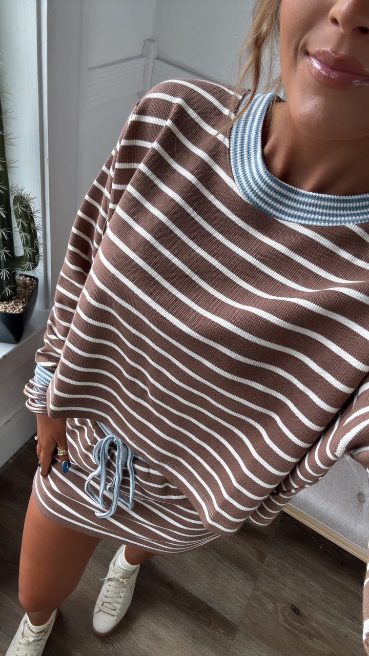 The Stripe Edit Two Piece Set, Mocha