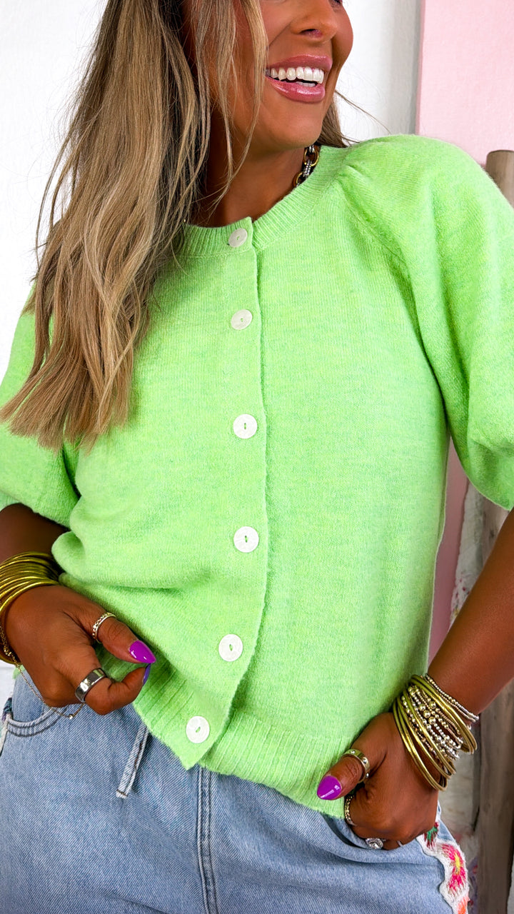 French Market Knit Sweater, Cool Lime