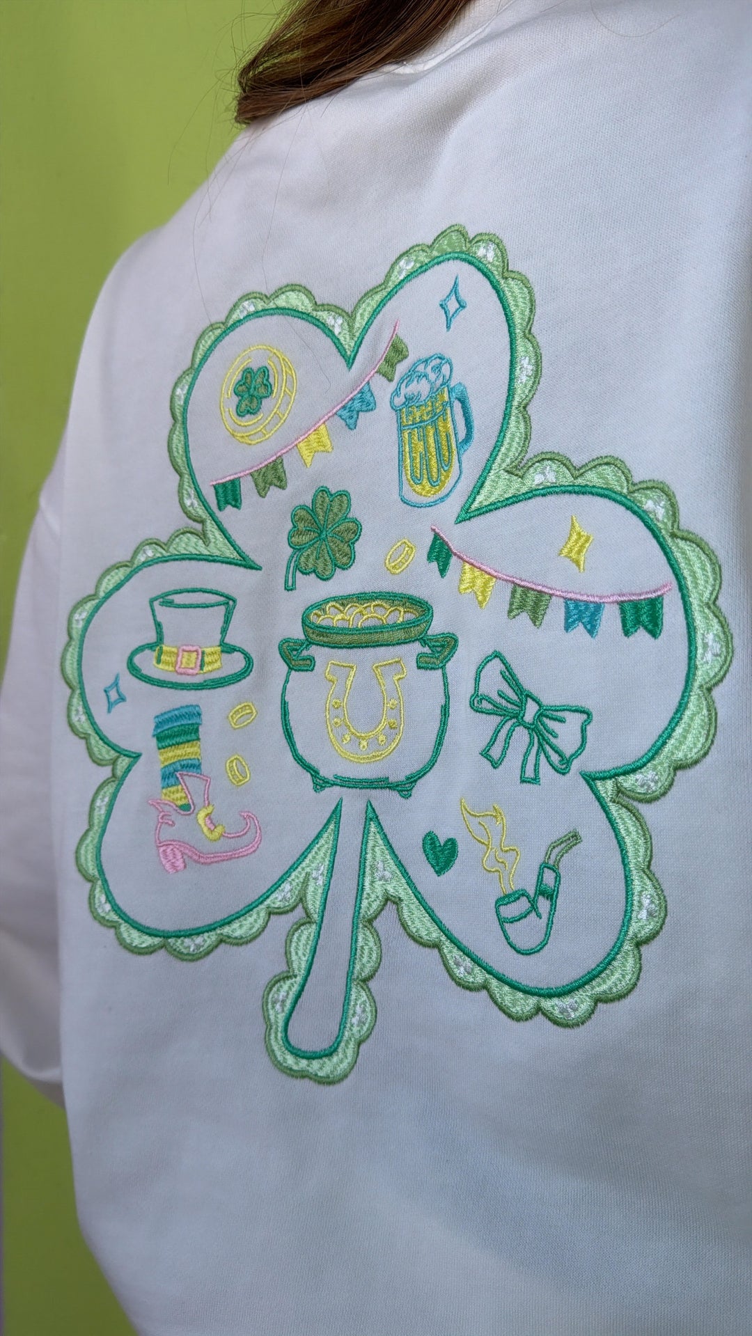 Lucky Charm Embroidered Top, Off White