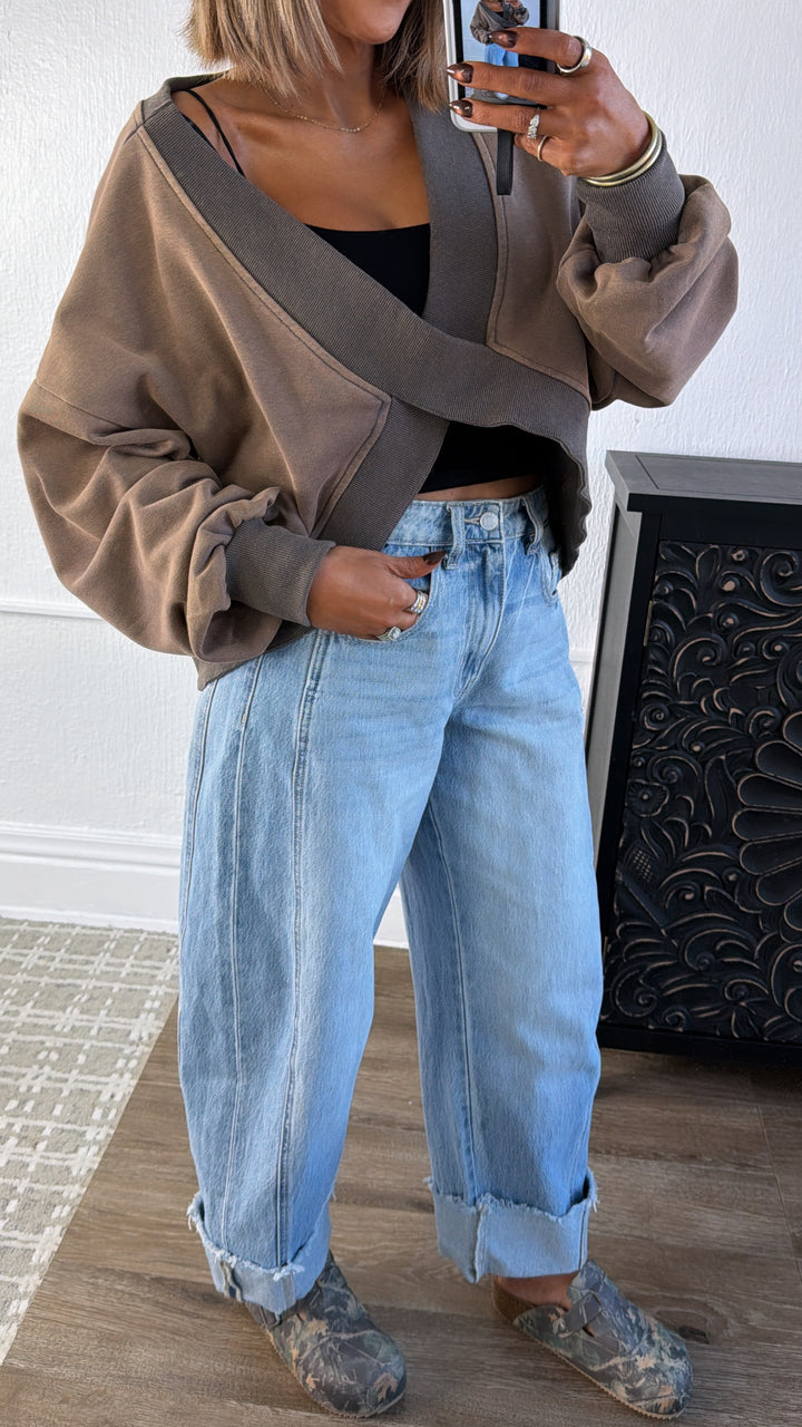 Criss Cross Reversible Sweatshirt, Rusted Charcoal