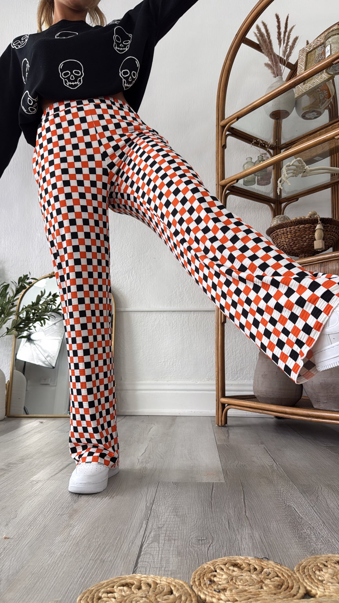 ECB Exclusive : Kickin' It Checkered Pant, Orange/Black