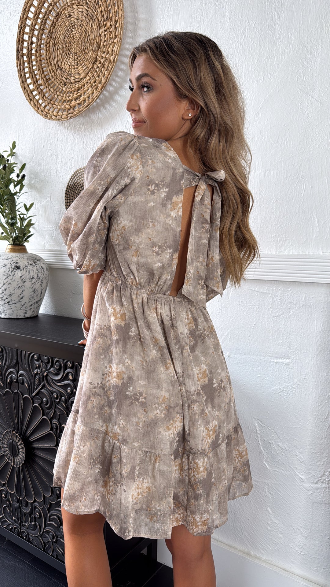 Dalia Floral Dress, Taupe