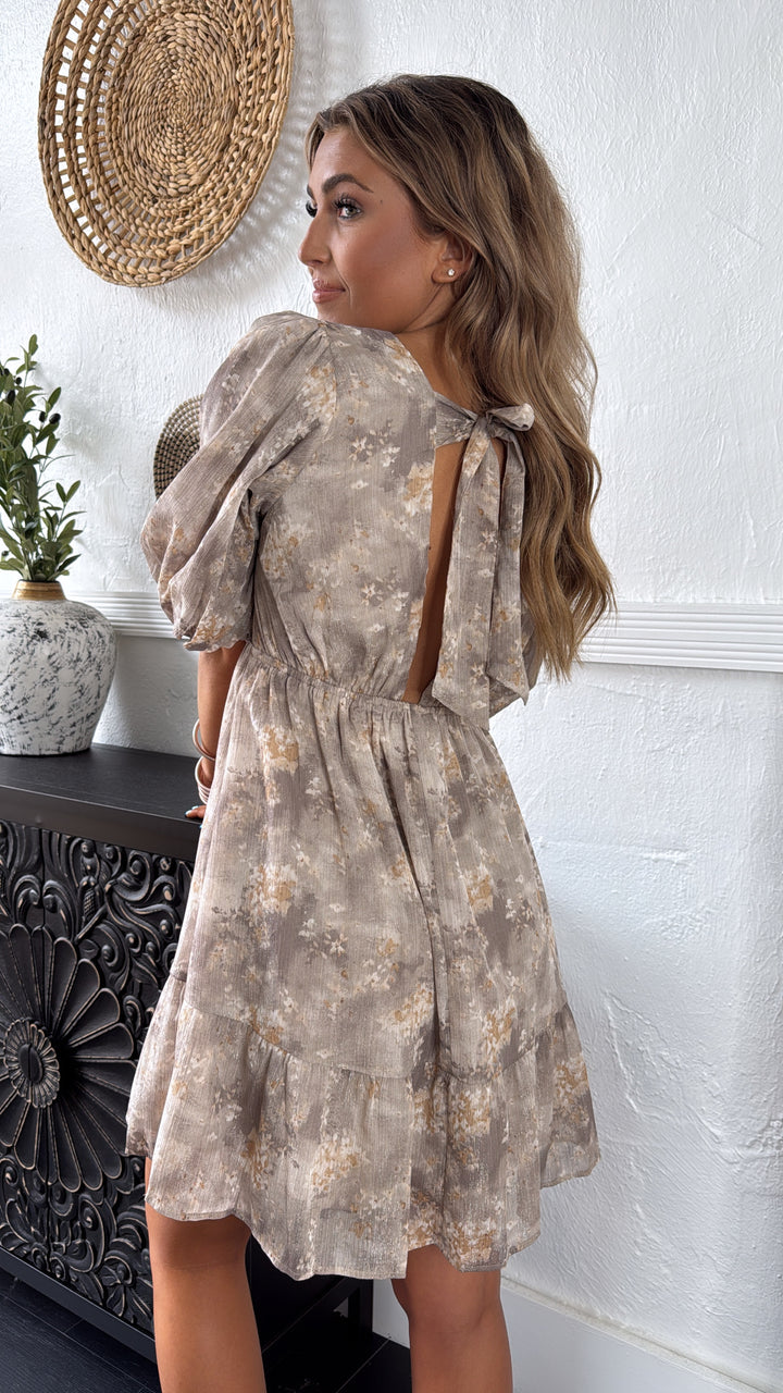 Dalia Floral Dress, Taupe